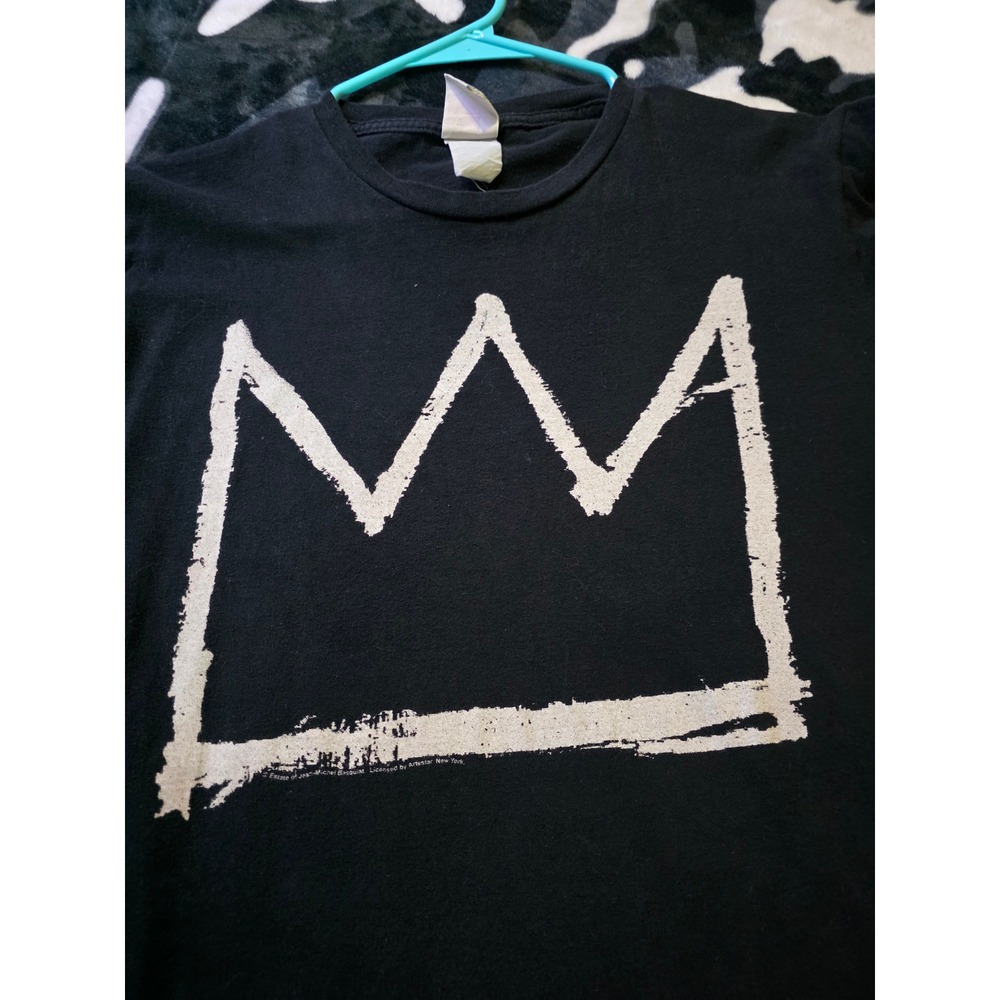 063 - Jean-Michel Basquiat Crown T-Shirt Black 21x27 Artestar Art Tee M/Large